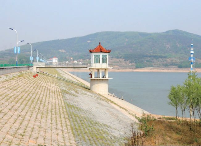 Reinforced river embankment with watch tower